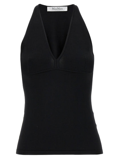 Max Mara Black Viscose Sleeveles T-Shirt
