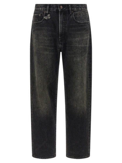 R13 Black Cotton Straight-Leg Jeans