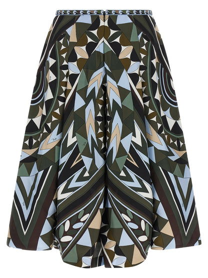 Emilio Pucci Multicolor Silk Midi Skirt