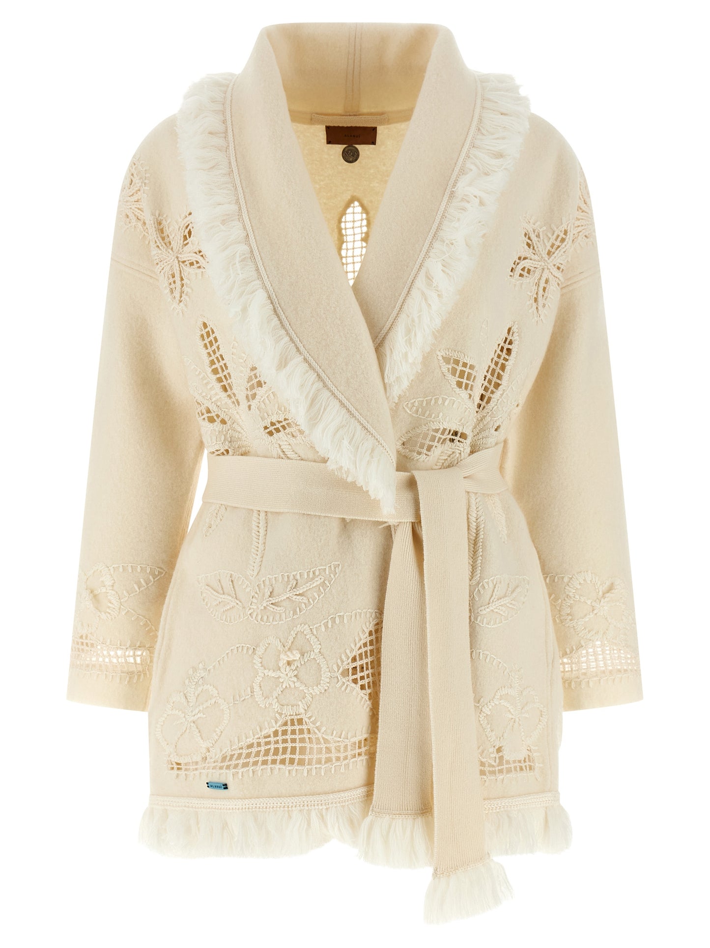 Alanui White Virgin Wool Cardigan