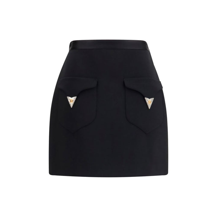 Versace Black Wool Oves Aries Mini Skirt