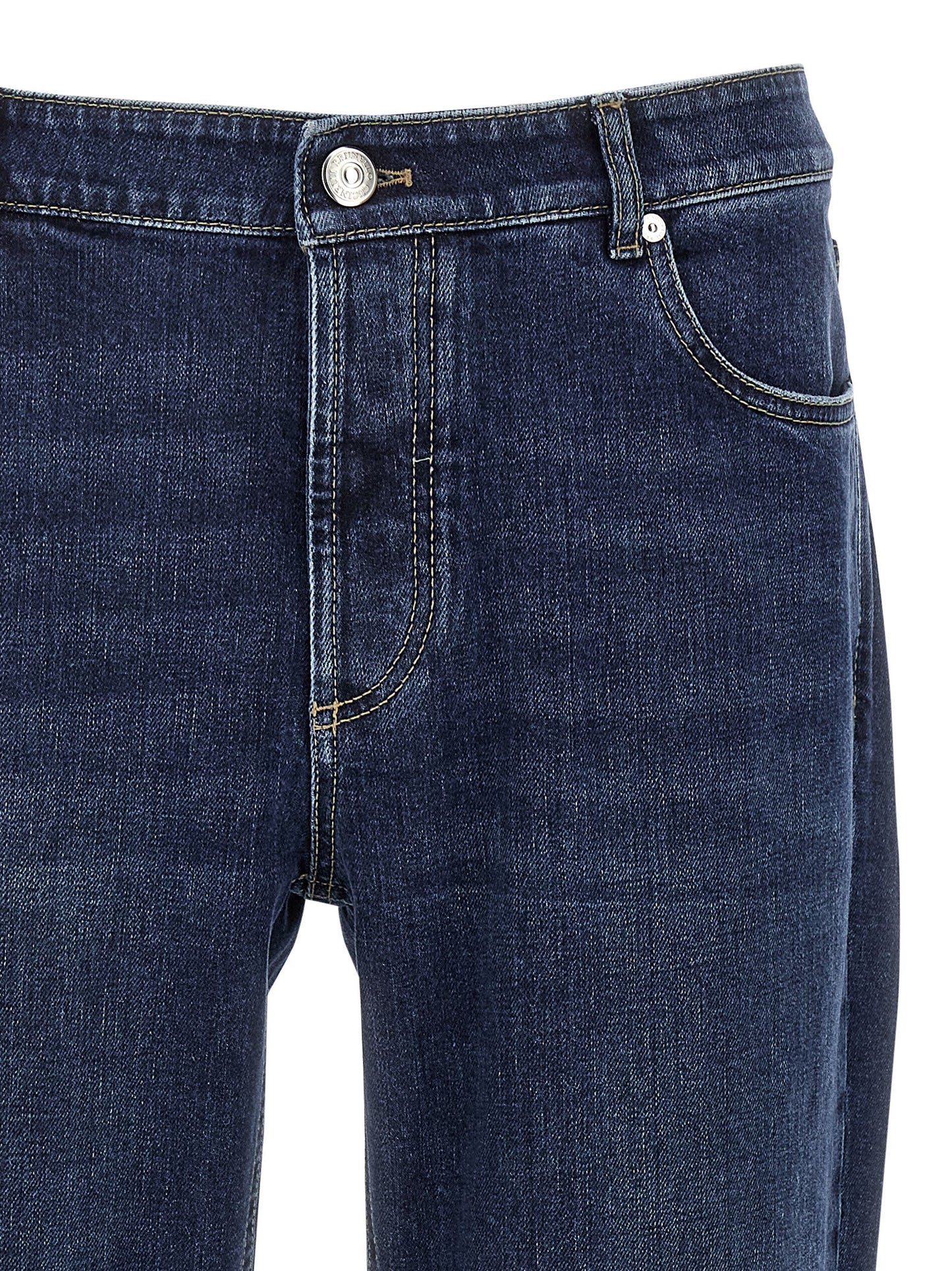 Brunello Cucinelli Blue Cotton Straight-Leg Jeans