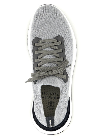 Brunello Cucinelli Gray Cotton Athletic Sneakers