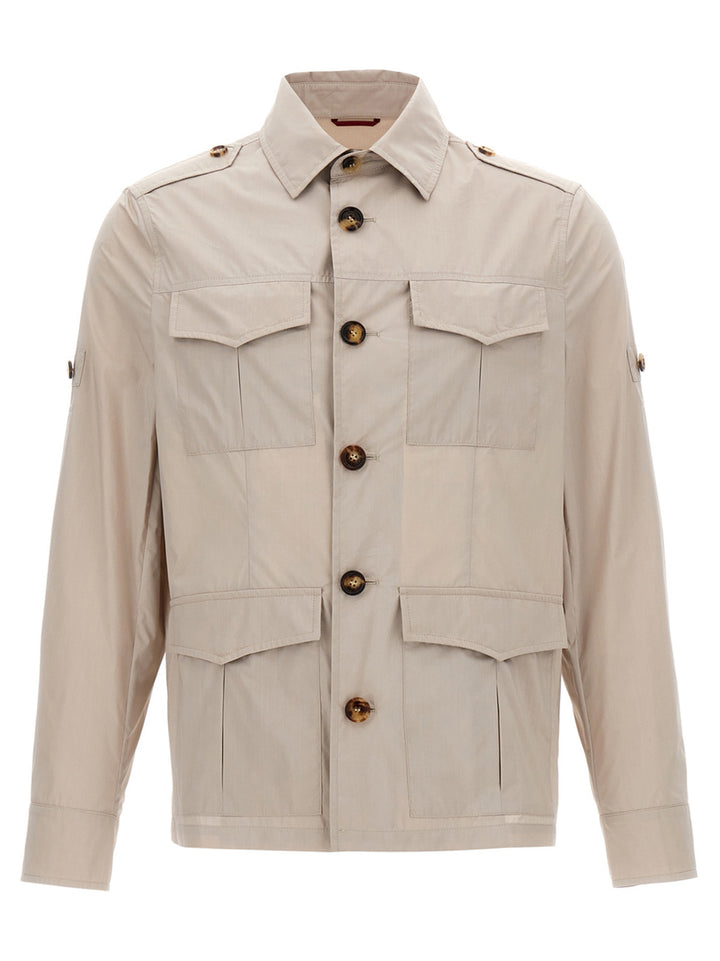 Brunello Cucinelli Beige Cotton Full-Length Jacket