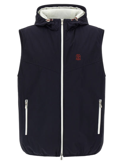 Brunello Cucinelli Blue Polyamide Sleeveless Jacket