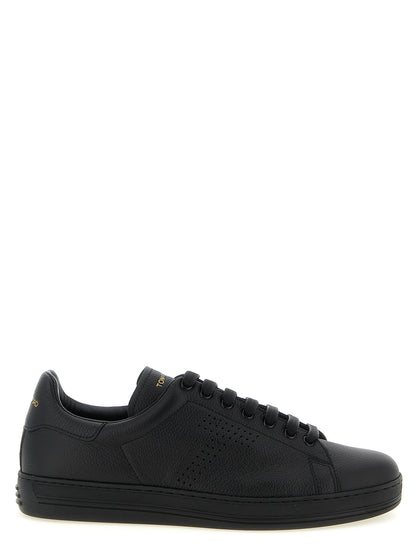 Tom Ford Black Leather Low Top Sneakers