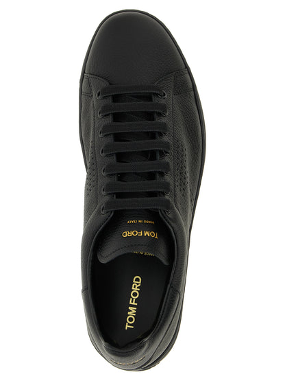 Tom Ford Black Leather Low Top Sneakers