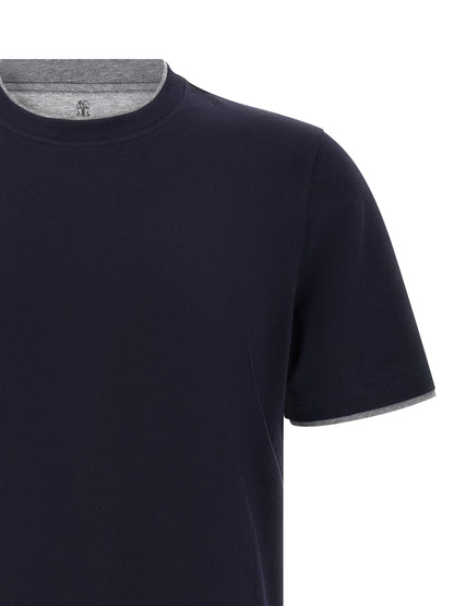 Brunello Cucinelli Blue Cotton T-Shirt
