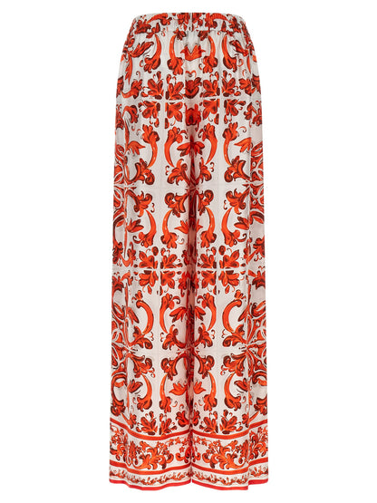 Dolce & Gabbana Orange Silk Flared Pants