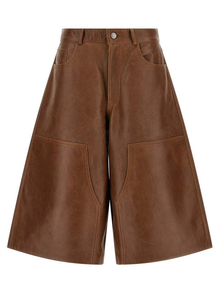 Haikure Brown Lambskin Bermuda Shorts