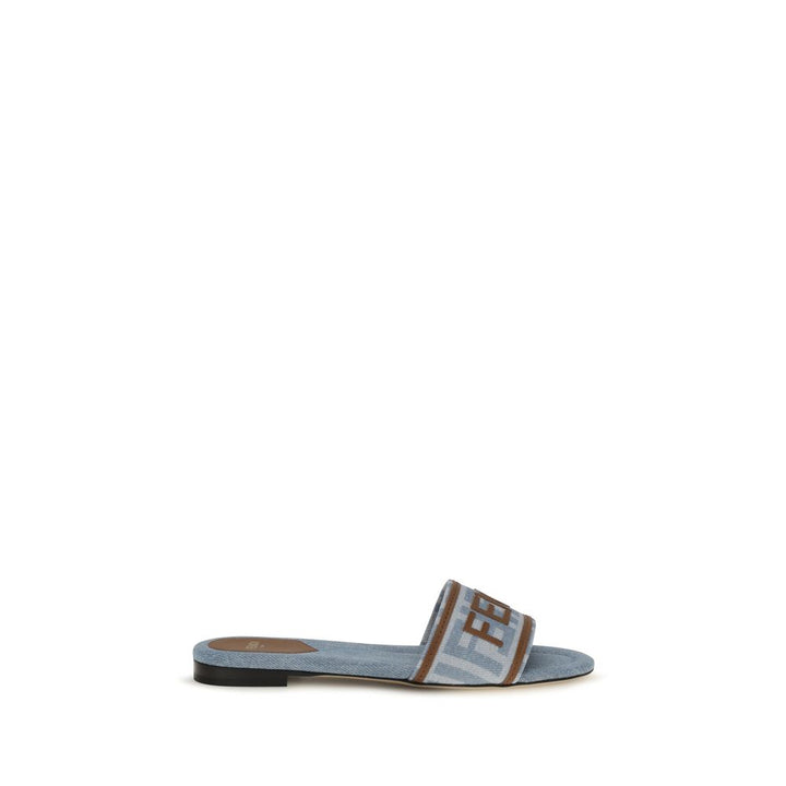 Fendi Blue Polyamide Flat Sandals