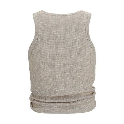 Magda Butrym Beige Lyocell Sleeveles T-Shirt