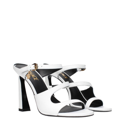 Versace White Leather Stiletto Heel Sandals