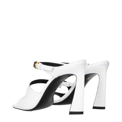 Versace White Leather Stiletto Heel Sandals