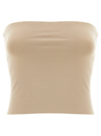 Brunello Cucinelli Beige Cotton Sleeveles T-Shirt