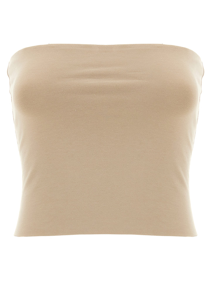 Brunello Cucinelli Beige Cotton Sleeveles T-Shirt