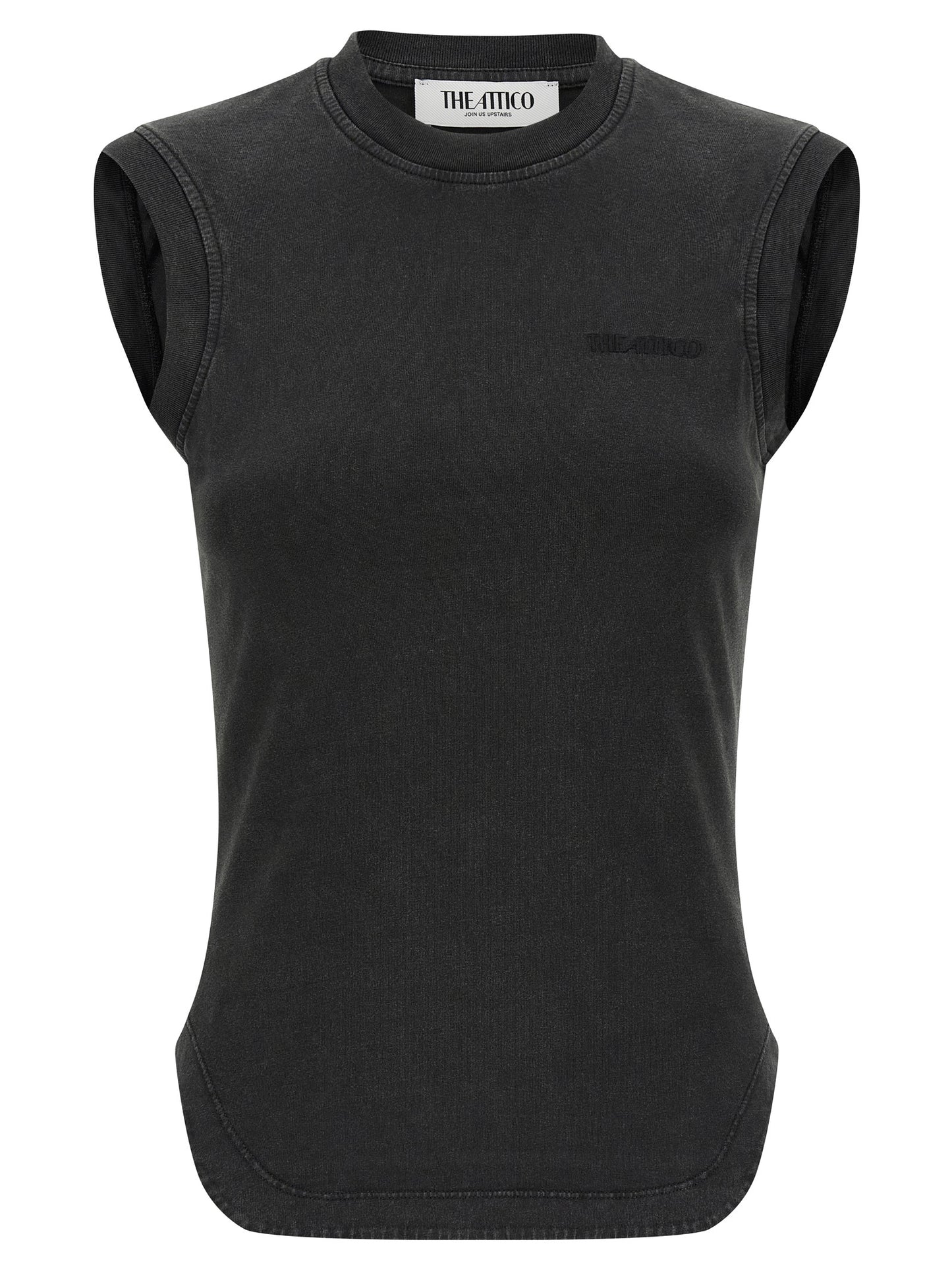 The Attico Black Cotton Sleeveles T-Shirt