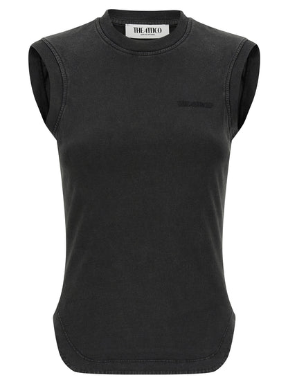 The Attico Black Cotton Sleeveles T-Shirt