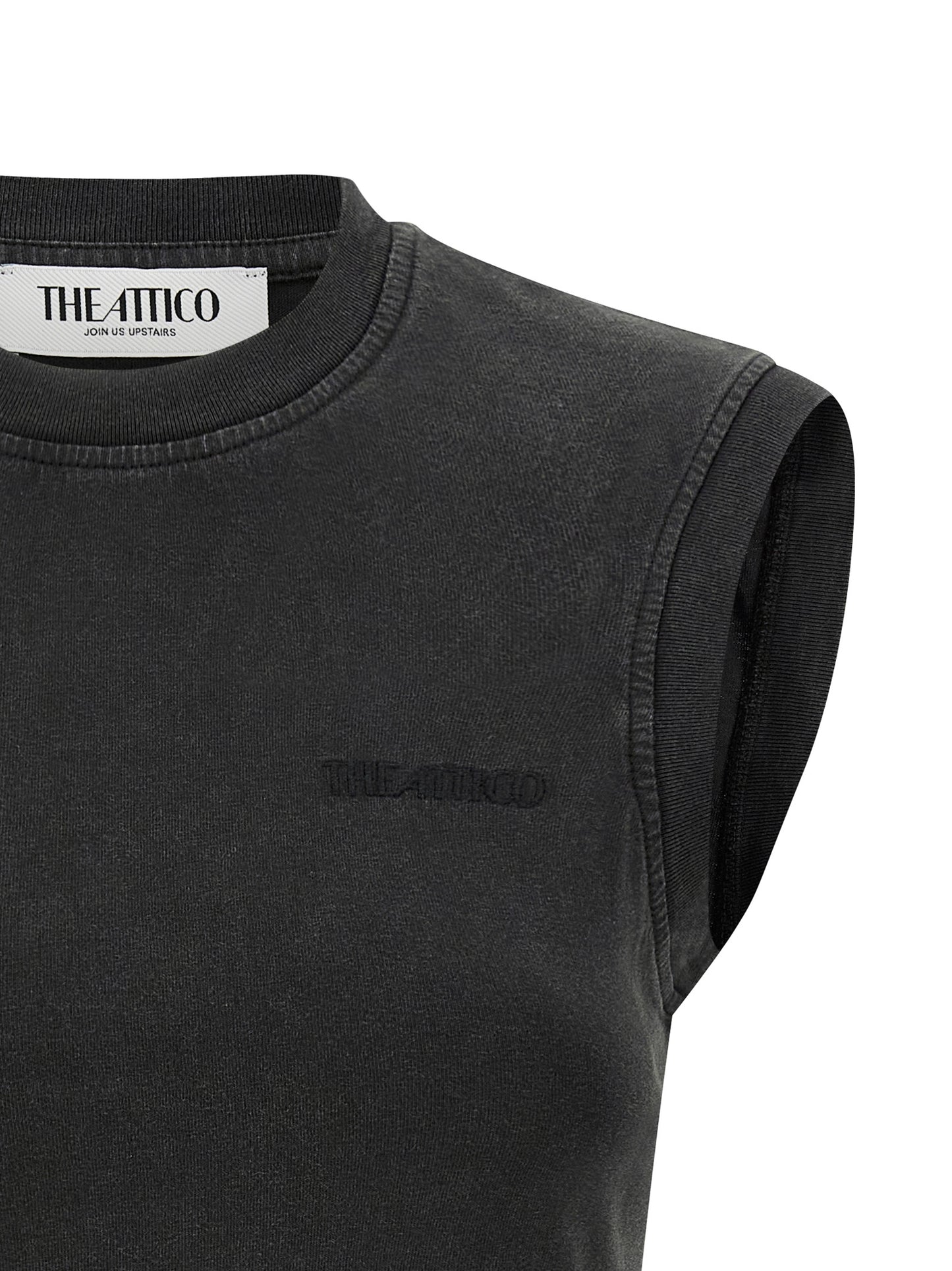 The Attico Black Cotton Sleeveles T-Shirt