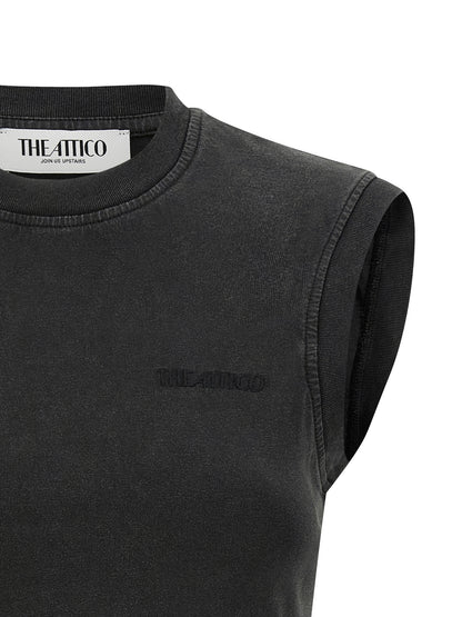 The Attico Black Cotton Sleeveles T-Shirt