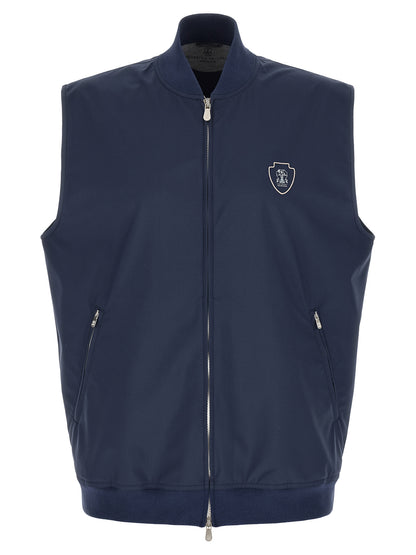 Brunello Cucinelli Blue Polyester Sleeveless Jacket