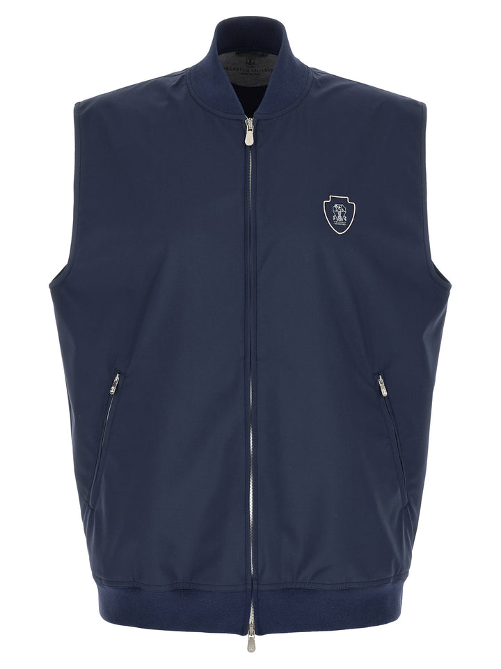 Brunello Cucinelli Blue Polyester Sleeveless Jacket