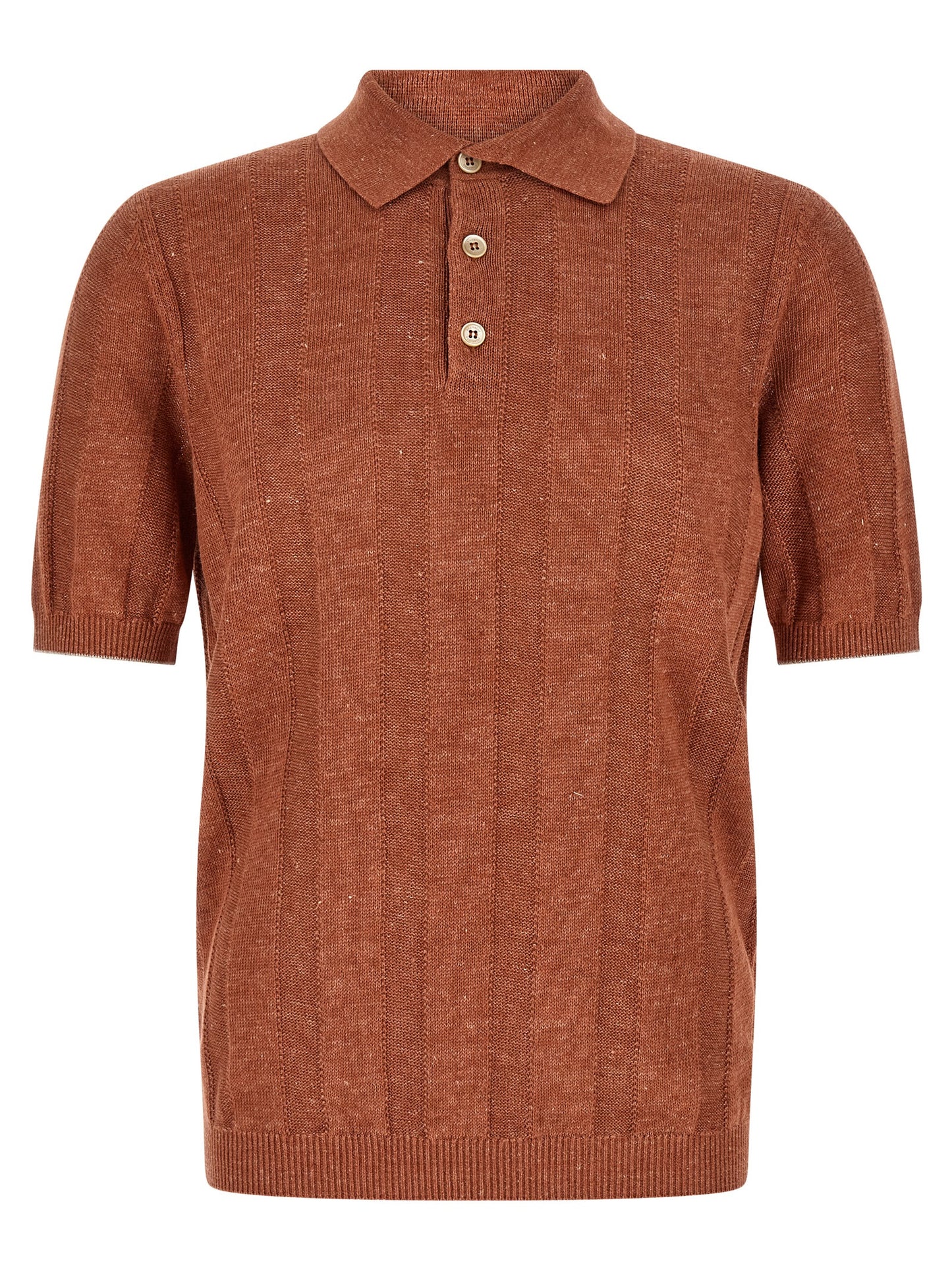 Brunello Cucinelli Orange Linen Polo Shirt