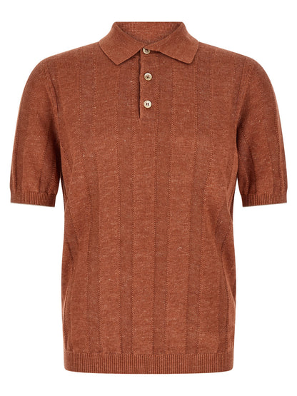 Brunello Cucinelli Orange Linen Polo Shirt