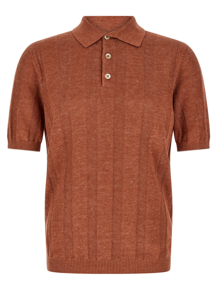 Brunello Cucinelli Orange Linen Polo Shirt
