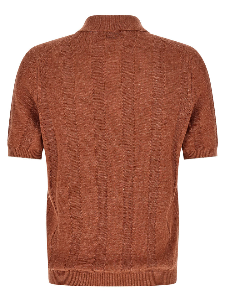 Brunello Cucinelli Orange Linen Polo Shirt
