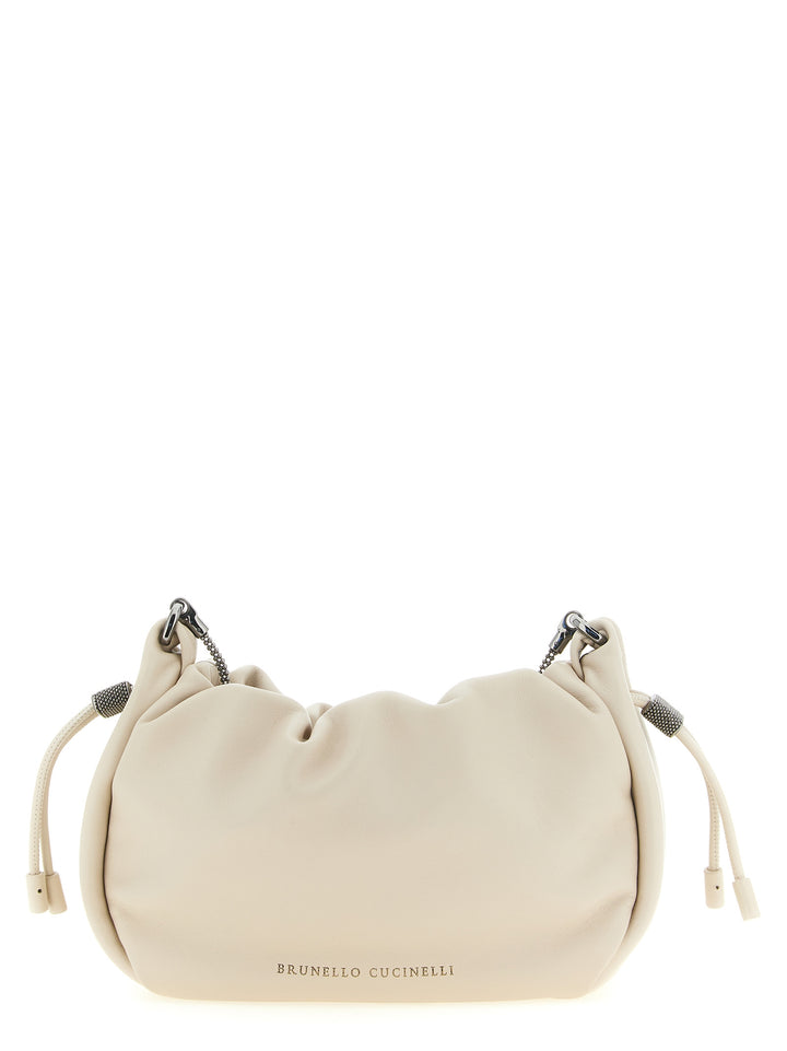 Brunello Cucinelli White Lamb Leather Crossbody Bag