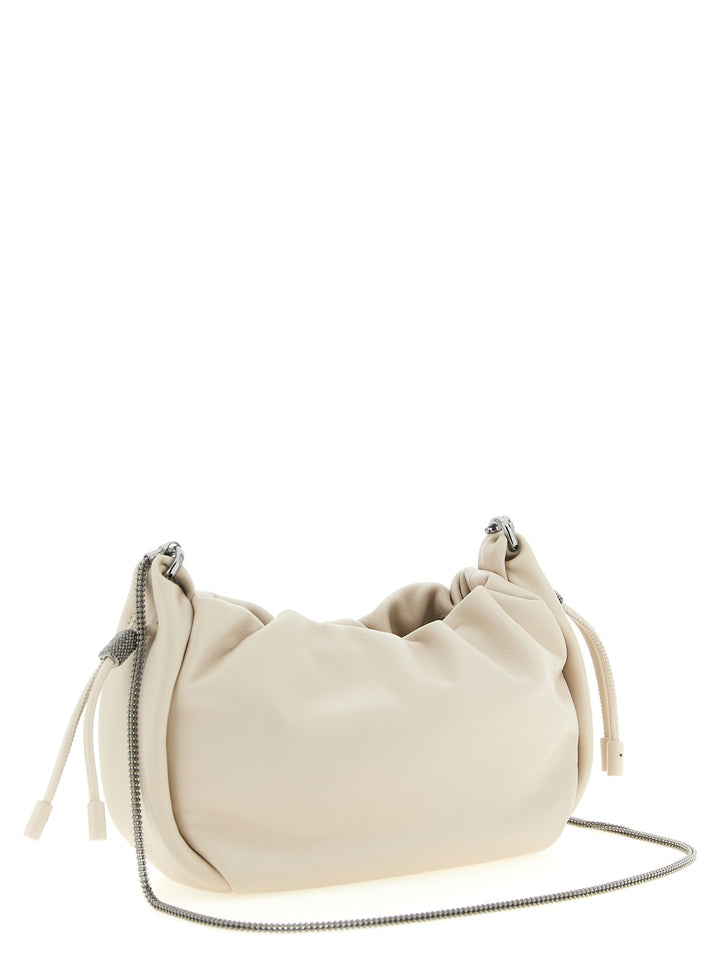 Brunello Cucinelli White Lamb Leather Crossbody Bag