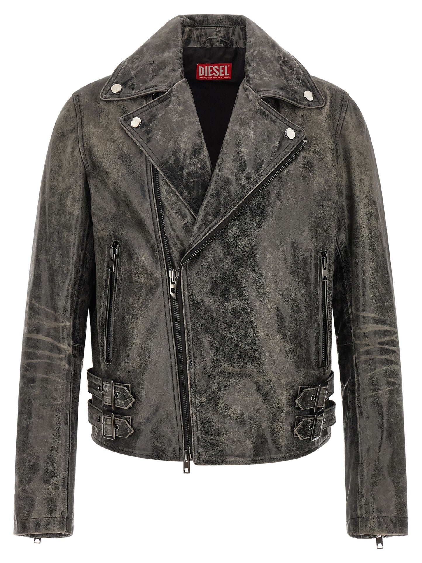 Diesel Gray Cowhide Leather Jacket