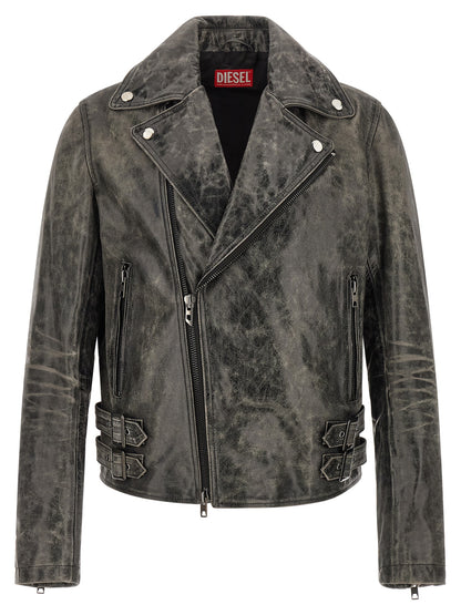 Diesel Gray Cowhide Leather Jacket