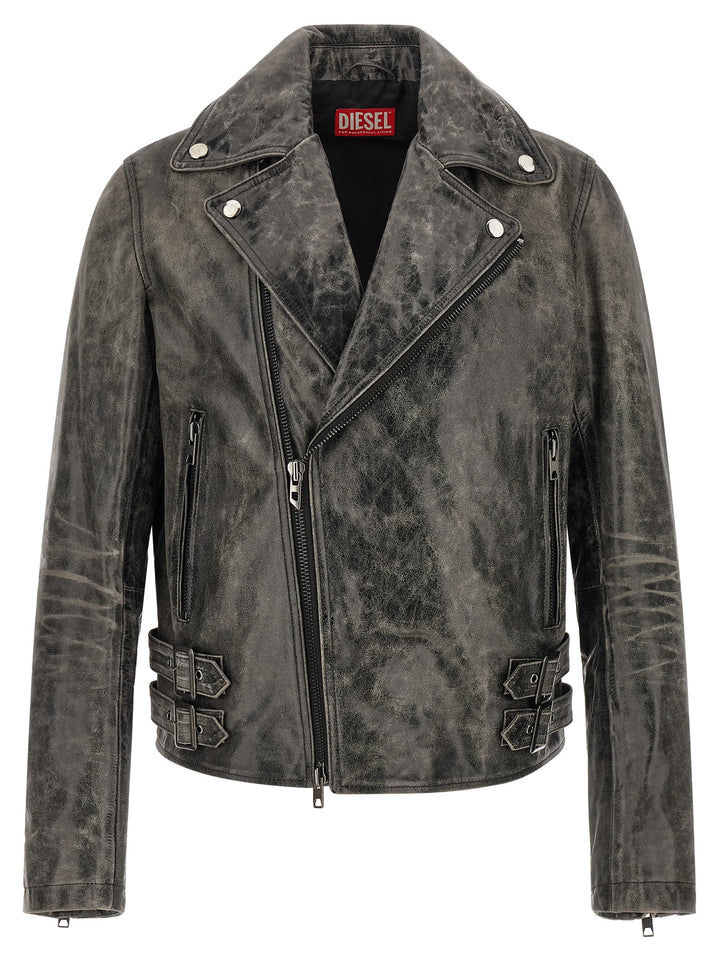 Diesel Gray Cowhide Leather Jacket