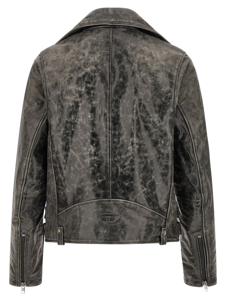 Diesel Gray Cowhide Leather Jacket