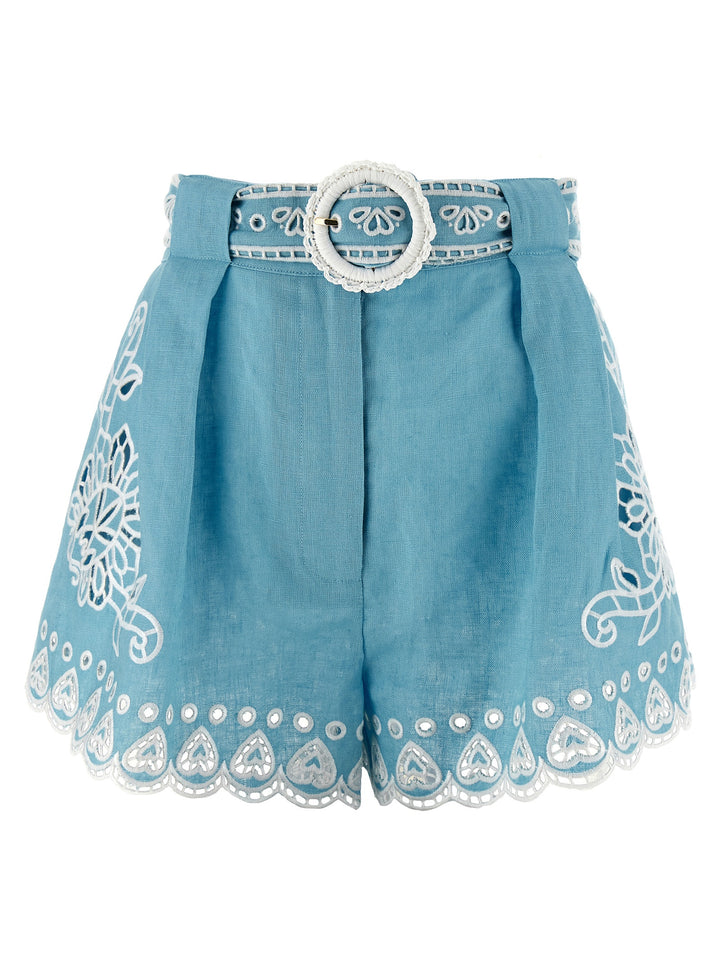 FARM RIO Blue Linen Bermuda Shorts