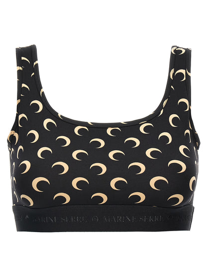 Marine Serre Black Polyamide Sport Bra
