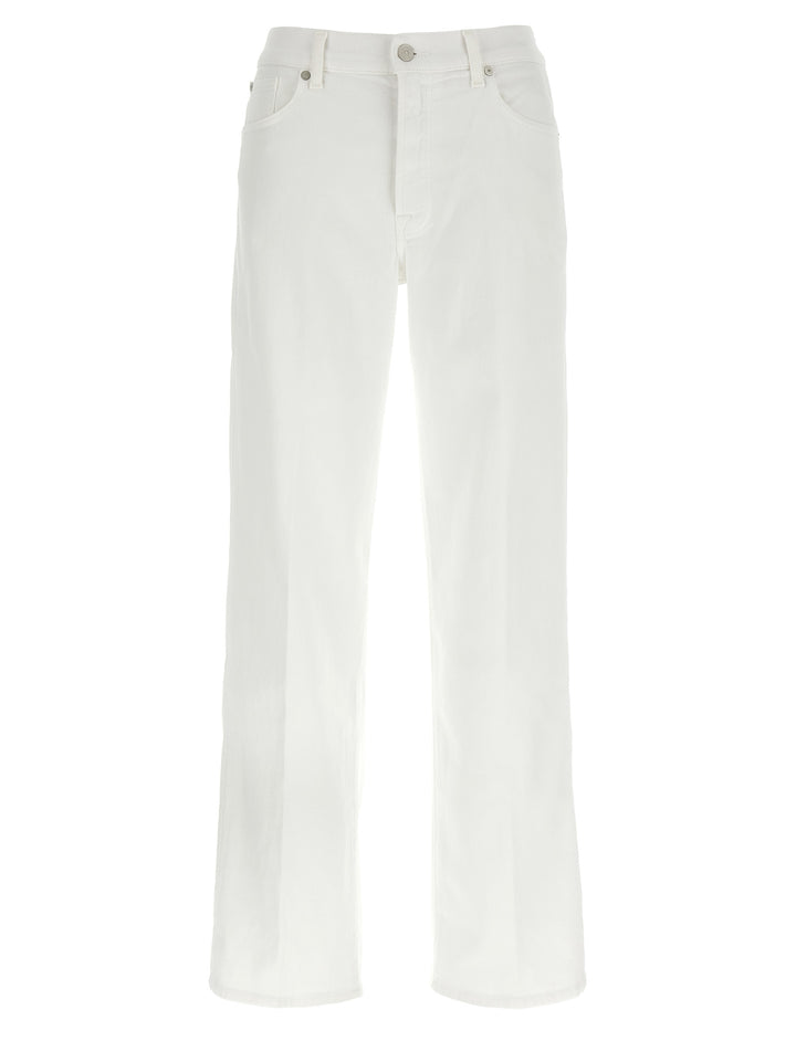 7 For All Mankind White Cotton Straight-Leg Jeans
