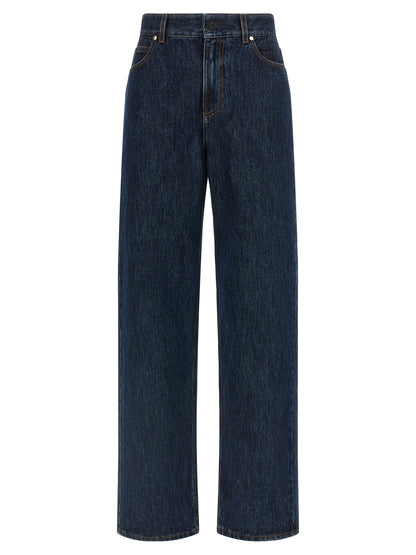 Fendi Blue Cotton Straight-Leg Jeans