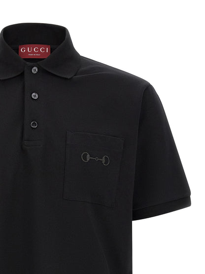 Gucci Black Cotton Polo Shirt