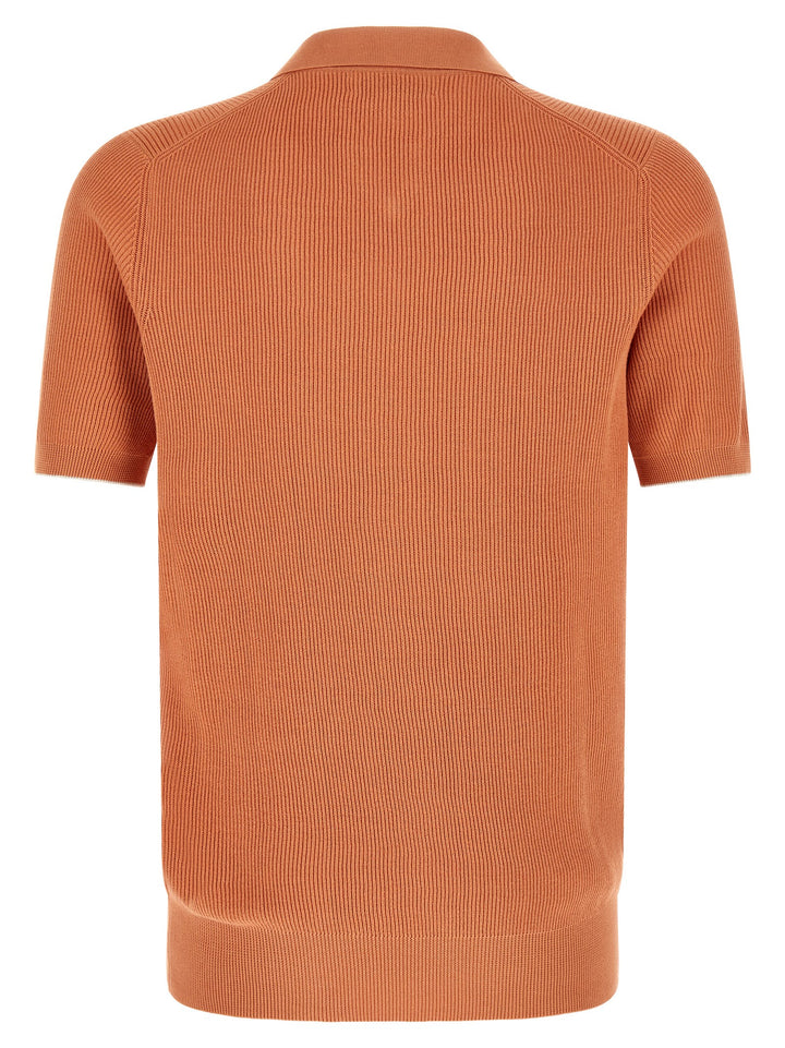 Brunello Cucinelli Orange Cotton Polo Shirt