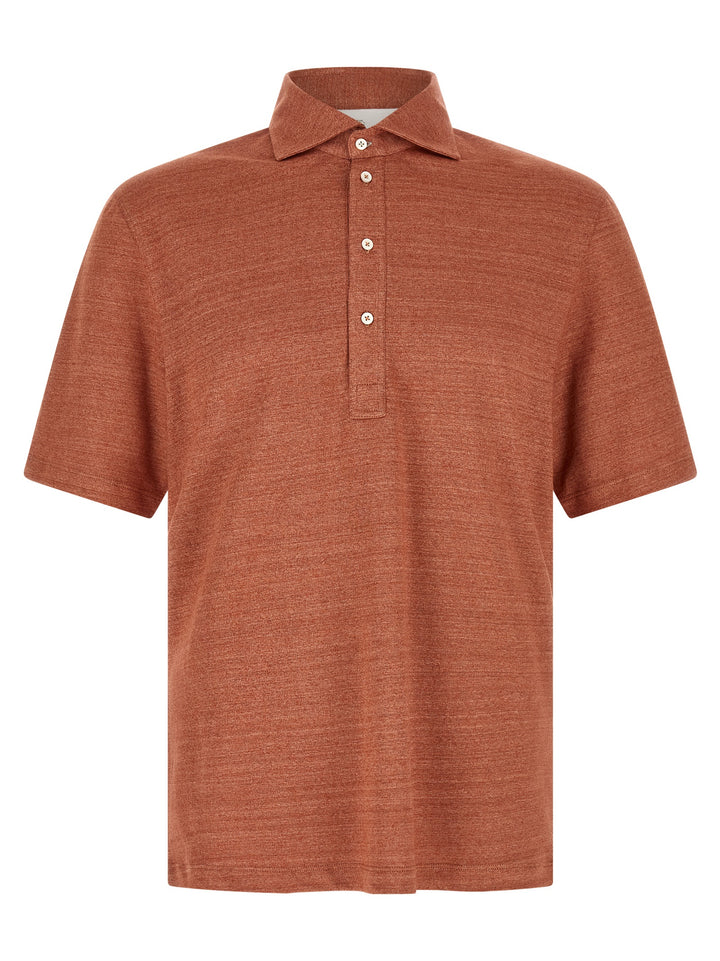 Brunello Cucinelli Orange Linen Polo Shirt