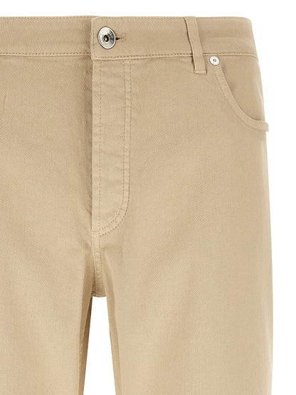 Brunello Cucinelli Beige Cotton Tapered Jeans