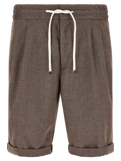 Brunello Cucinelli Brown Linen Bermuda Shorts