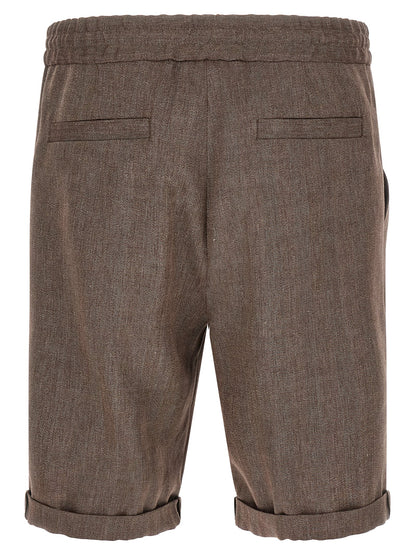 Brunello Cucinelli Brown Linen Bermuda Shorts