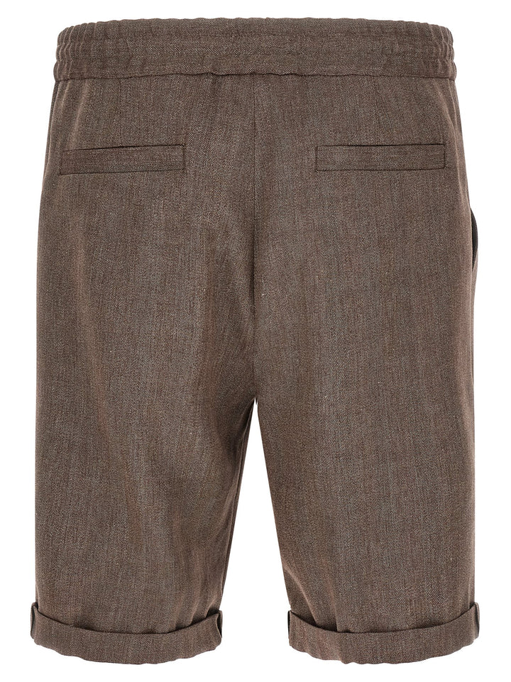 Brunello Cucinelli Brown Linen Bermuda Shorts