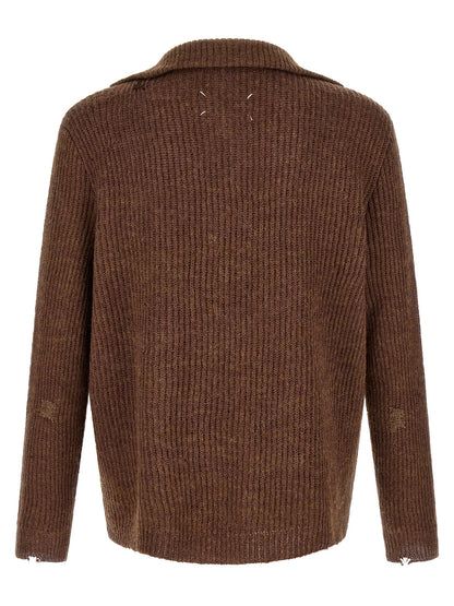 Maison Margiela Brown Linen Cardigan