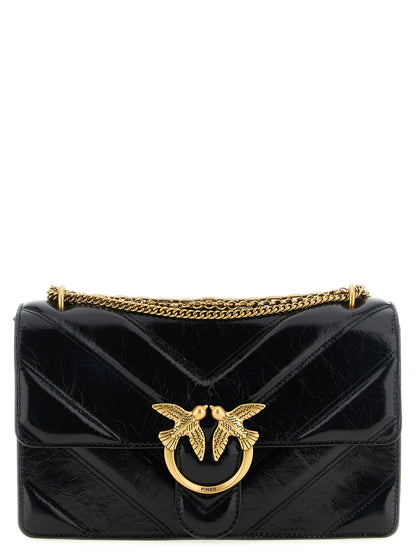 PINKO Black Calfskin Shoulder Bag
