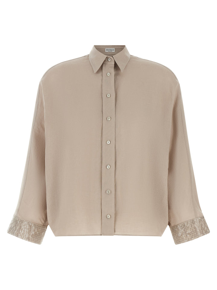 Brunello Cucinelli Beige Linen Blouse